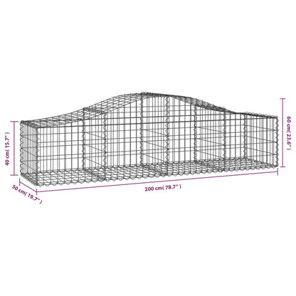 vidaXL Arched Gabion Baskets 2 pcs 200x50x40/60 cm Galvanised Iron 6