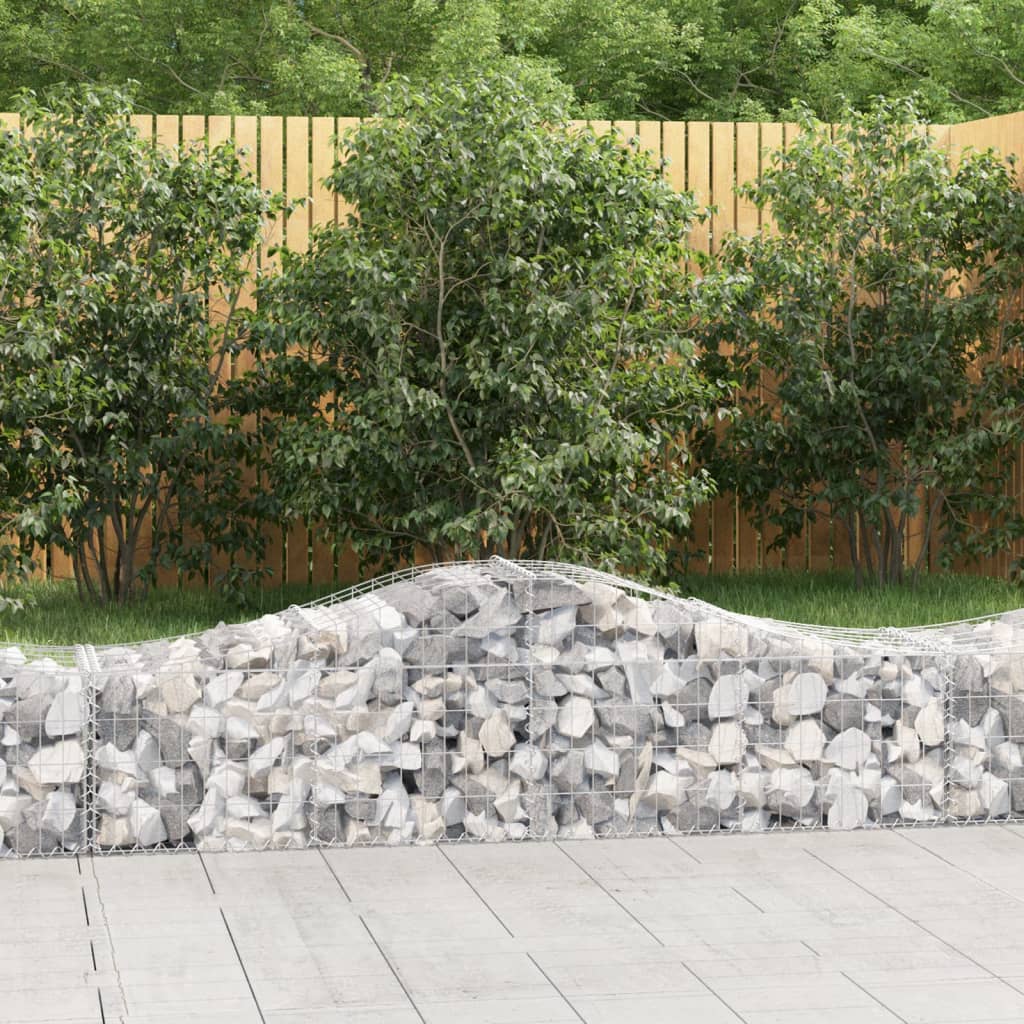 vidaXL Arched Gabion Baskets 2 pcs 200x50x40/60 cm Galvanised Iron 1