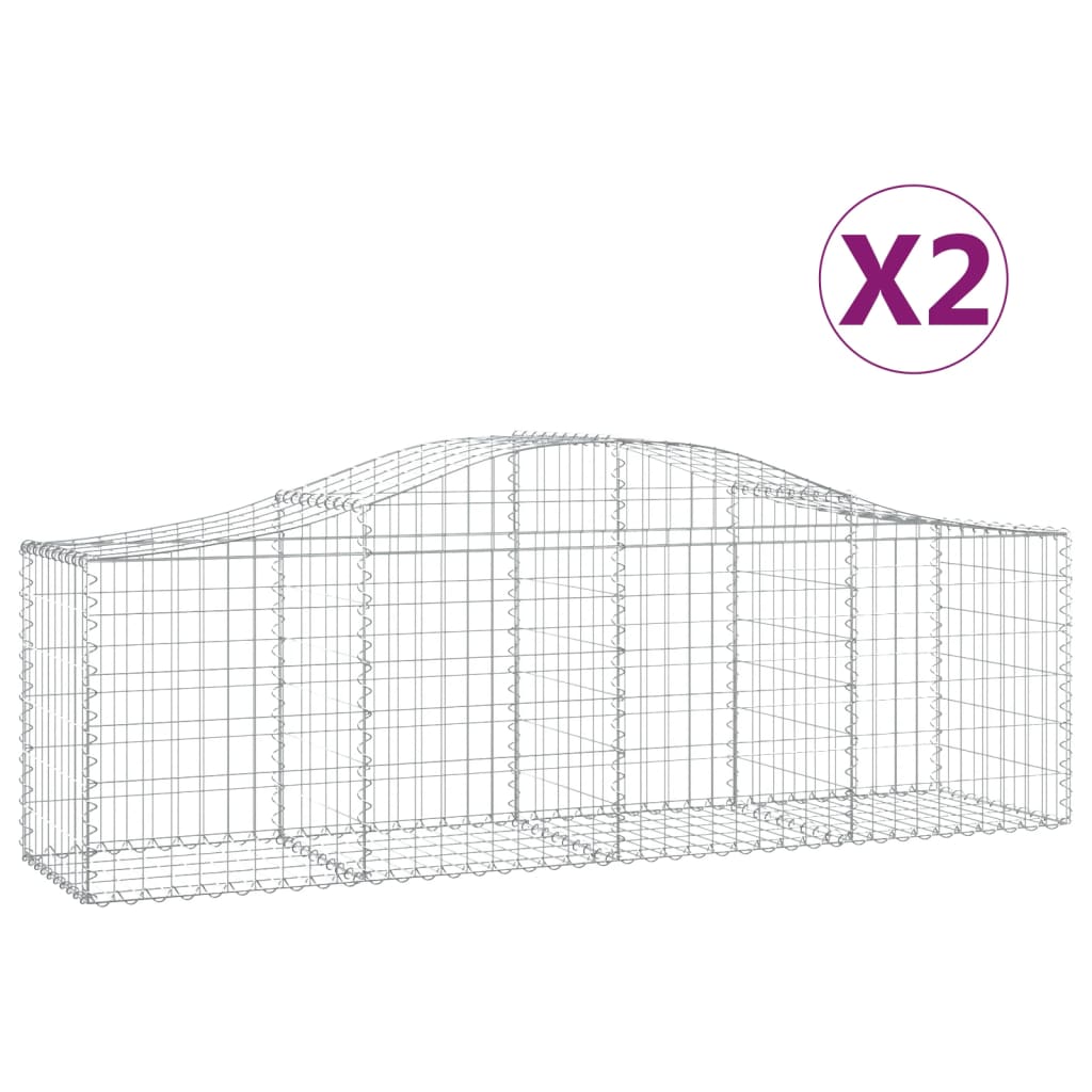 vidaXL Arched Gabion Baskets 2 pcs 200x50x60/80 cm Galvanised Iron 2