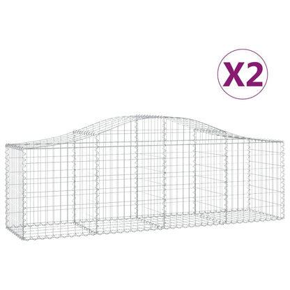 vidaXL Arched Gabion Baskets 2 pcs 200x50x60/80 cm Galvanised Iron 2
