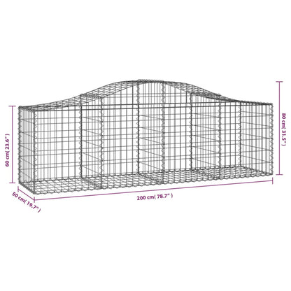 vidaXL Arched Gabion Baskets 2 pcs 200x50x60/80 cm Galvanised Iron 6
