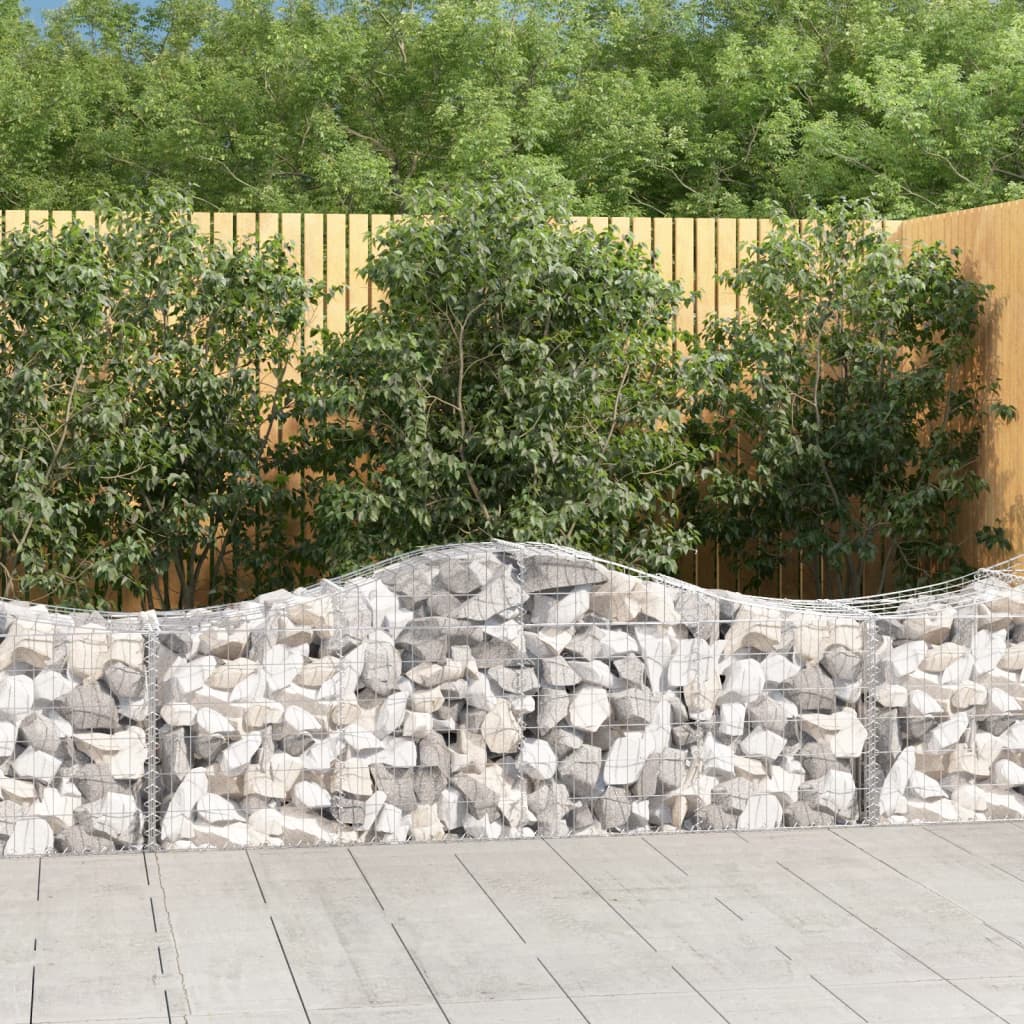 vidaXL Arched Gabion Baskets 2 pcs 200x50x60/80 cm Galvanised Iron 1