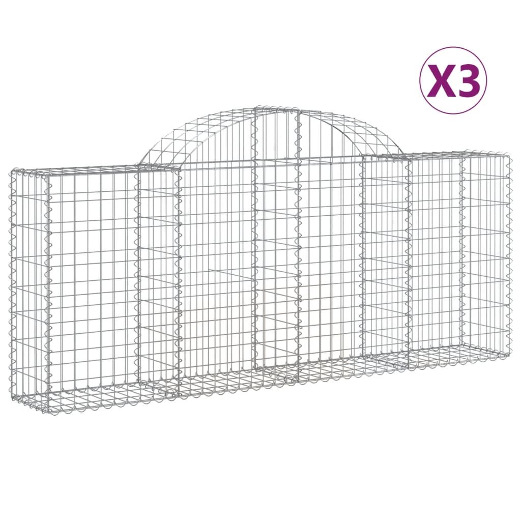Arched Gabion Baskets Galvanised Iron 3 pcs 200 x 30 x 40/60 cm – 200 x 50 x 220/240 cm 200 x 30 x 80/100 cm