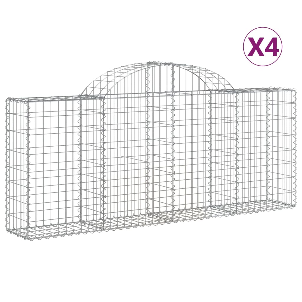 Arched Gabion Baskets Galvanised Iron 4 pcs 200 x 30 x 40/60 cm – 200 x 50 x 220/240 cm 200 x 30 x 80/100 cm