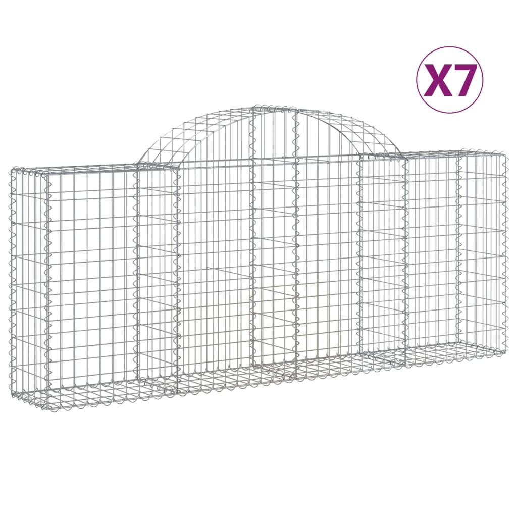 Arched Gabion Baskets Galvanised Iron 7 pcs 200 x 30 x 40/60 cm – 200 x 50 x 220/240 cm 200 x 30 x 80/100 cm