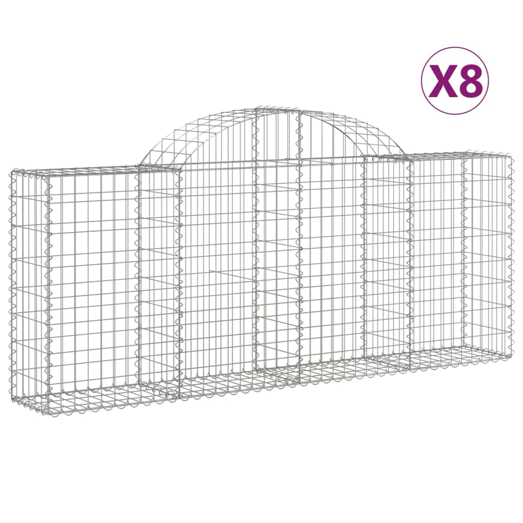 Arched Gabion Baskets Galvanised Iron 8 pcs 200 x 30 x 40/60 cm – 200 x 50 x 220/240 cm 200 x 30 x 80/100 cm