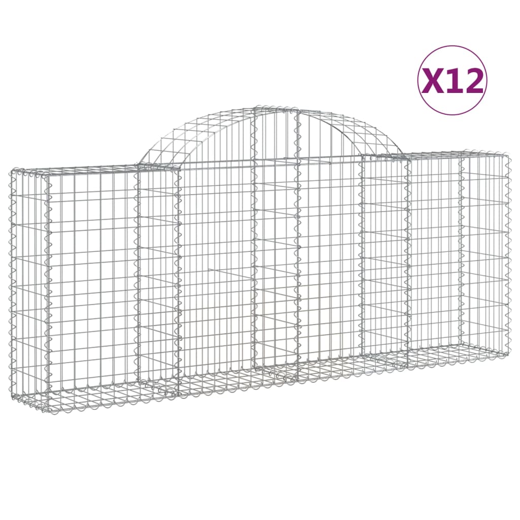 Arched Gabion Baskets Galvanised Iron 12 pcs 200 x 30 x 40/60 cm – 200 x 50 x 220/240 cm 200 x 30 x 80/100 cm