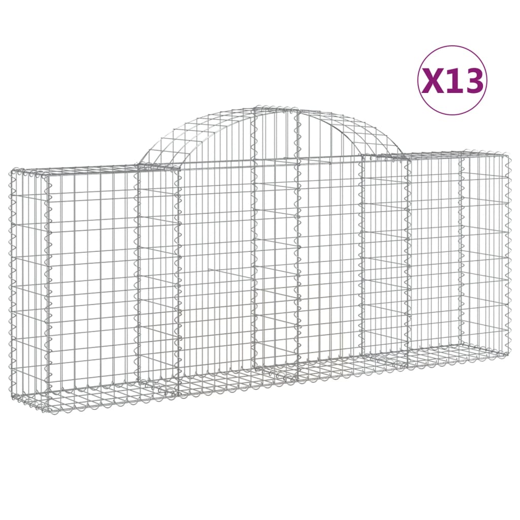 Arched Gabion Baskets Galvanised Iron 13 pcs 200 x 30 x 40/60 cm – 200 x 50 x 220/240 cm 200 x 30 x 80/100 cm