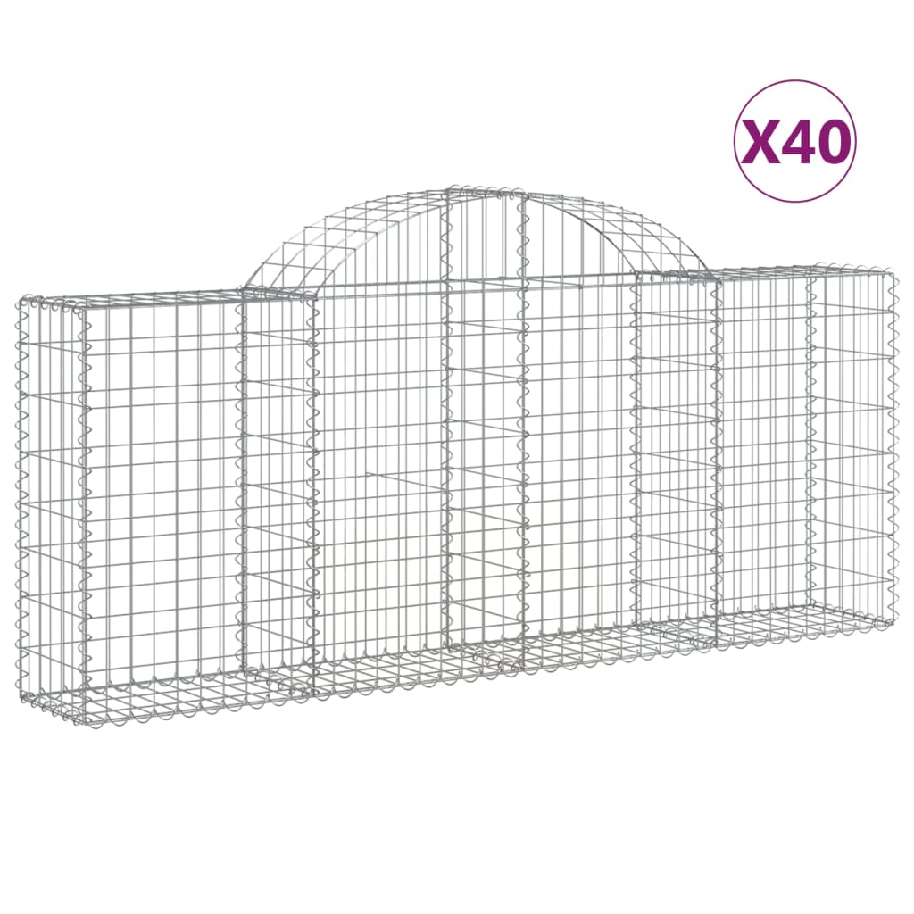 Arched Gabion Baskets Galvanised Iron 40 pcs 200 x 30 x 80/100 cm