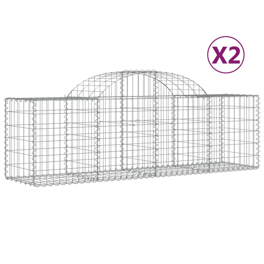 vidaXL Arched Gabion Baskets 2 pcs 200x50x60/80 cm Galvanised Iron 2