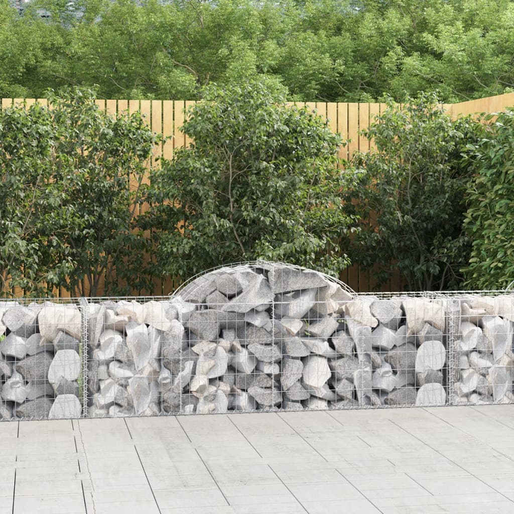 vidaXL Arched Gabion Baskets 2 pcs 200x50x60/80 cm Galvanised Iron 1