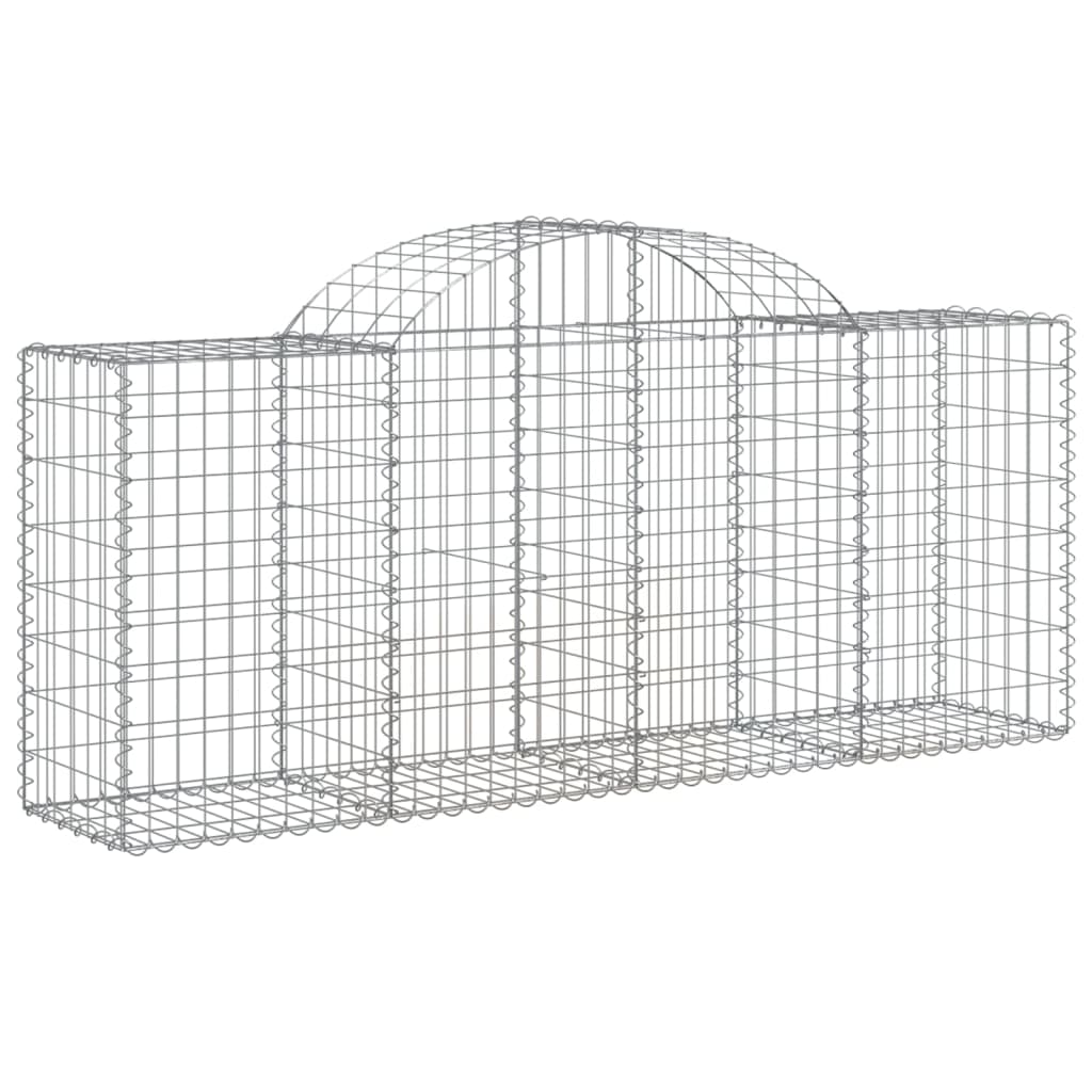 vidaXL Arched Gabion Baskets 2 pcs 200x50x80/100 cm Galvanised Iron 3