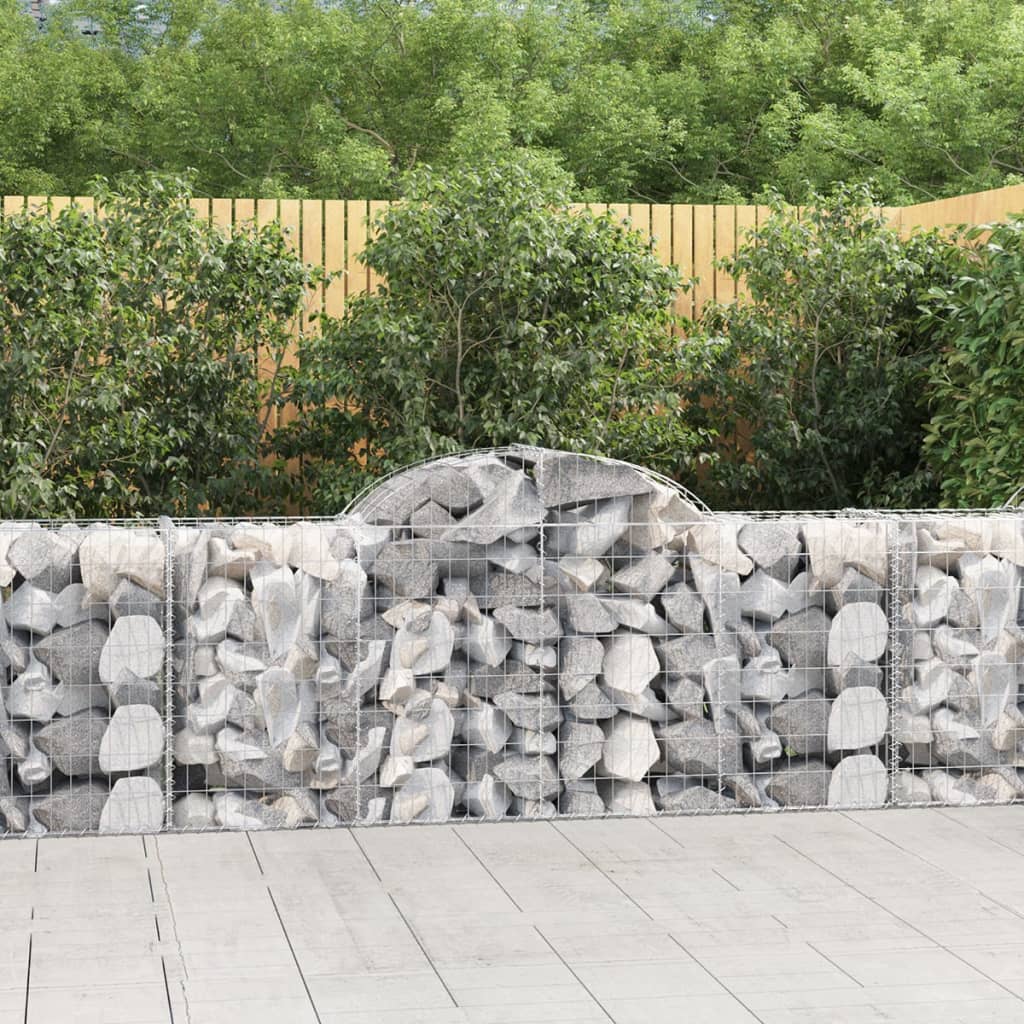 vidaXL Arched Gabion Baskets 2 pcs 200x50x80/100 cm Galvanised Iron 1