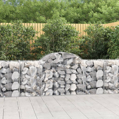 vidaXL Arched Gabion Baskets 2 pcs 200x50x80/100 cm Galvanised Iron 1