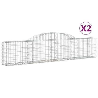 vidaXL Arched Gabion Baskets 2 pcs 300x30x60/80 cm Galvanised Iron 2