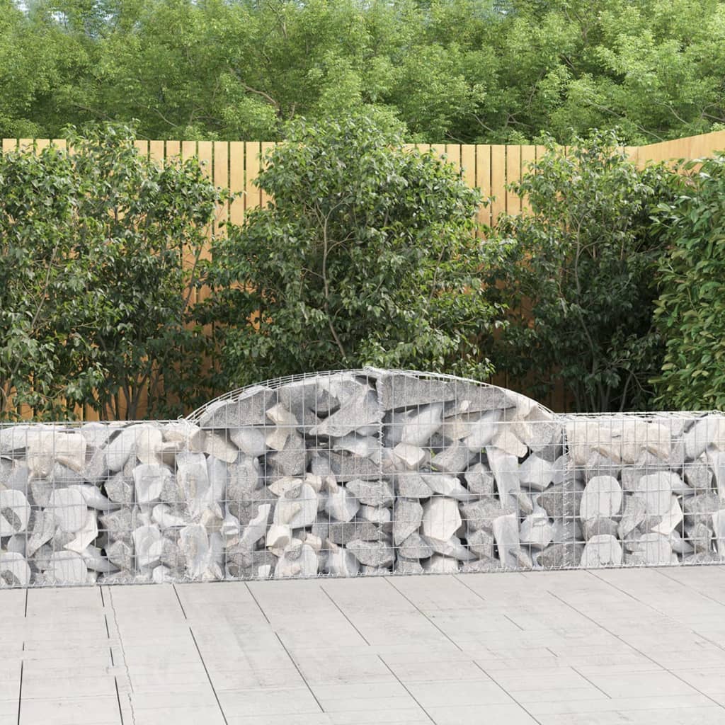 vidaXL Arched Gabion Baskets 2 pcs 300x30x60/80 cm Galvanised Iron 1