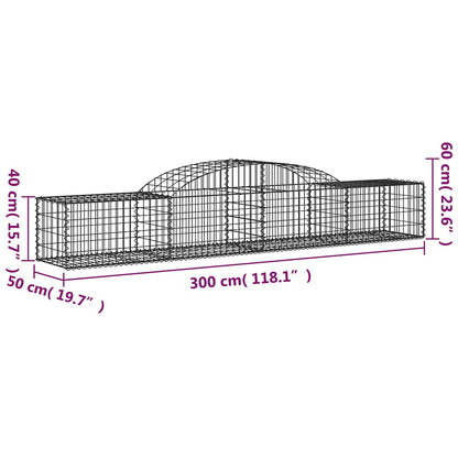 vidaXL Arched Gabion Baskets 2 pcs 300x50x40/60 cm Galvanised Iron 6