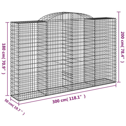 Arched Gabion Baskets Galvanised Iron 6 pcs 300 x 30 x 40/60 cm – 300 x 50 x 220/240 cm 300 x 50 x 180/200 cm
