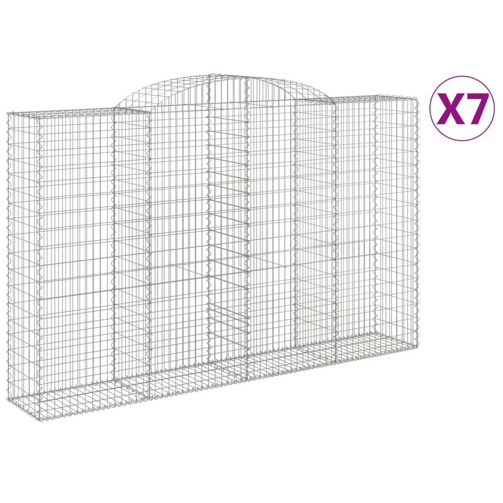 Arched Gabion Baskets Galvanised Iron 7 pcs 300 x 30 x 40/60 cm – 300 x 50 x 220/240 cm 300 x 50 x 180/200 cm