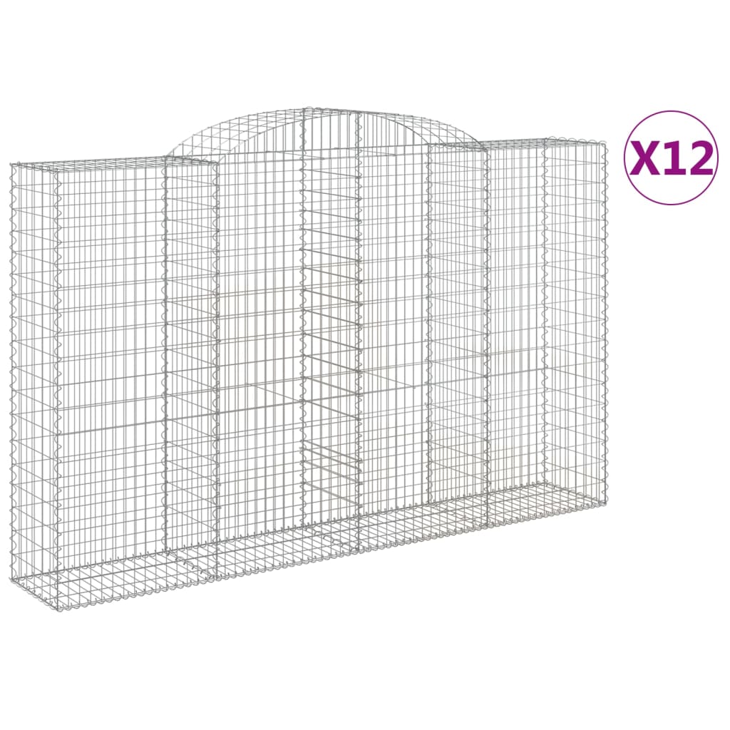 Arched Gabion Baskets Galvanised Iron 12 pcs 300 x 30 x 40/60 cm – 300 x 50 x 220/240 cm 300 x 50 x 180/200 cm