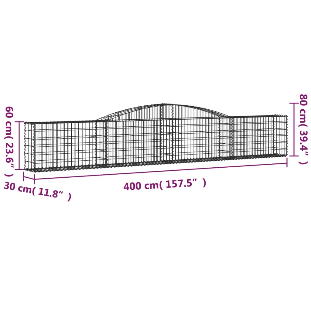 Arched Gabion Baskets Galvanised Iron