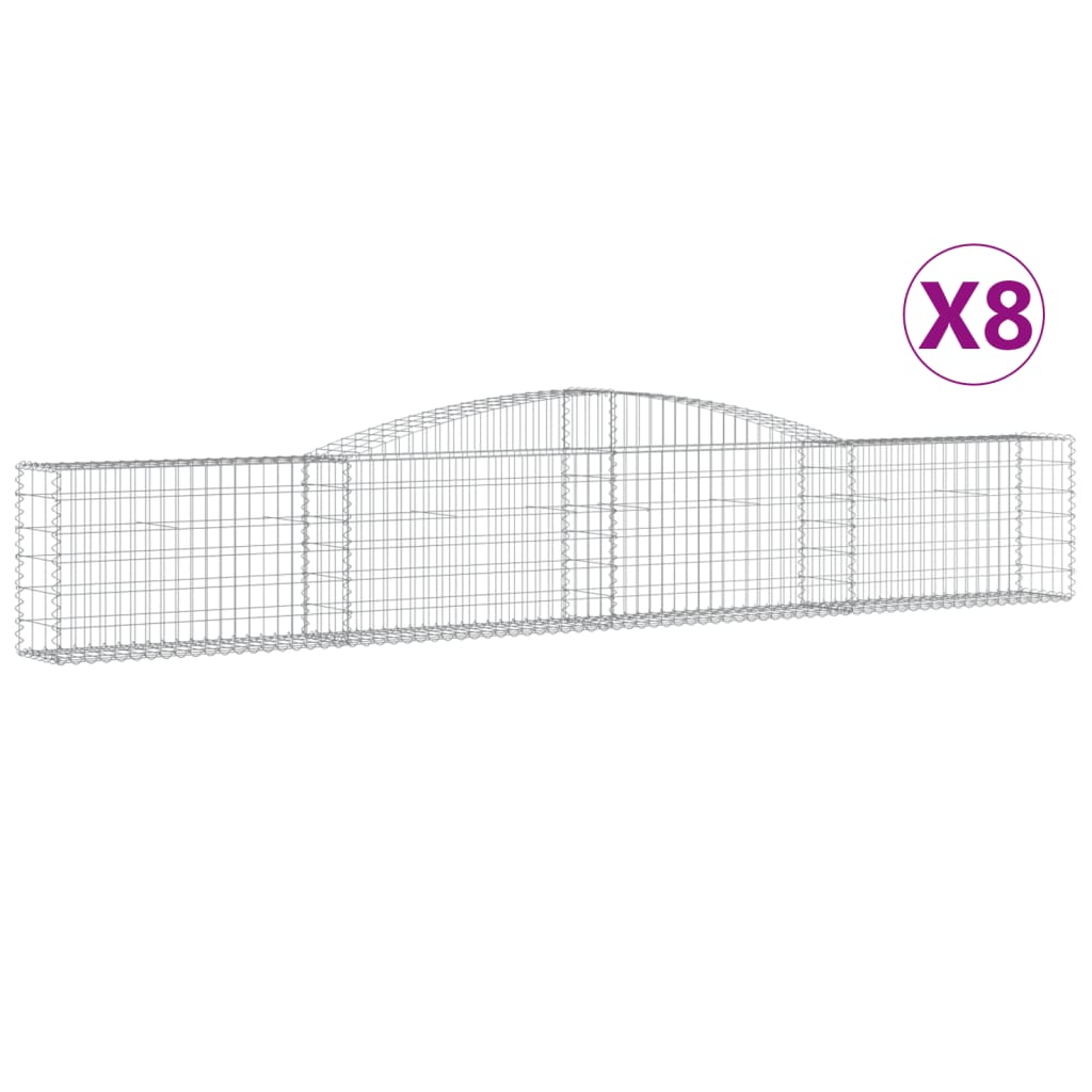 Arched Gabion Baskets Galvanised Iron 8 pcs 400 x 30 x 40/60 cm – 400 x 50 x 220/240 cm 400 x 30 x 60/80 cm