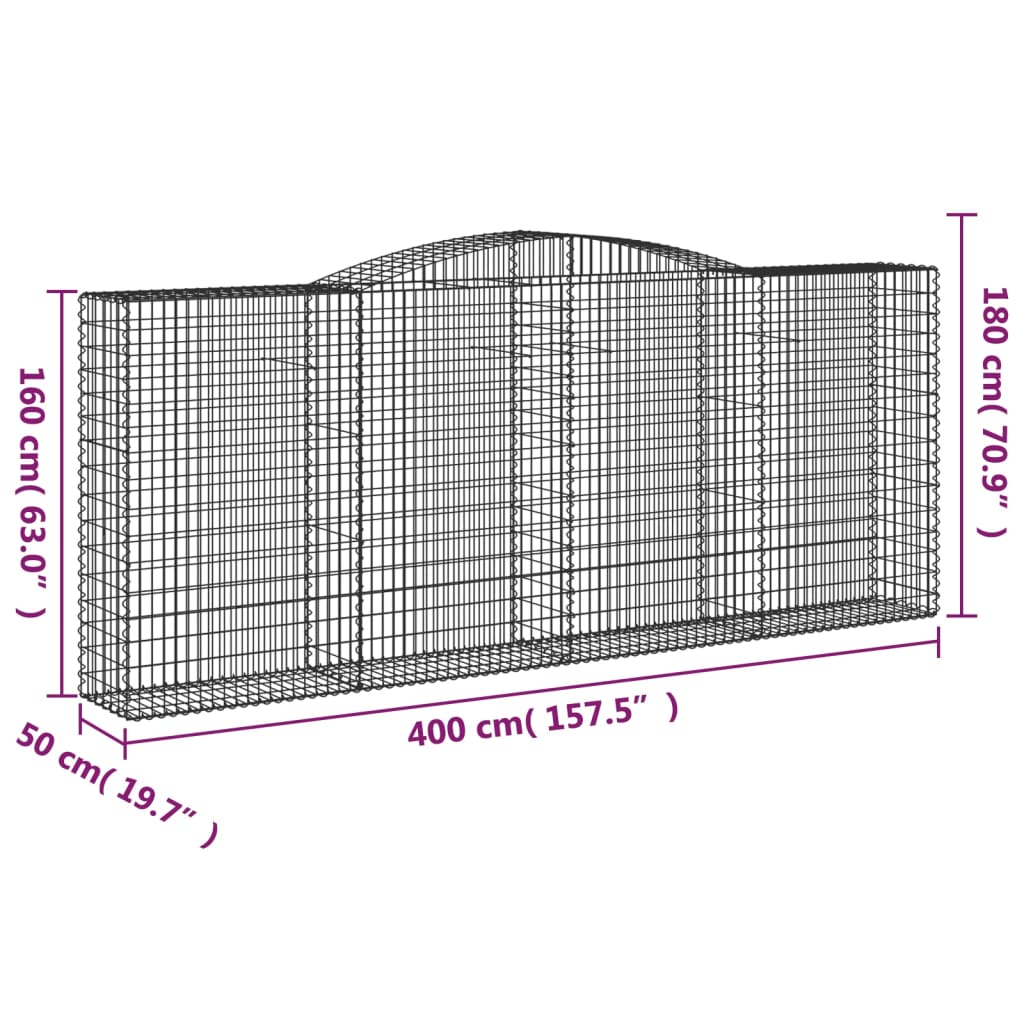 Arched Gabion Baskets Galvanised Iron