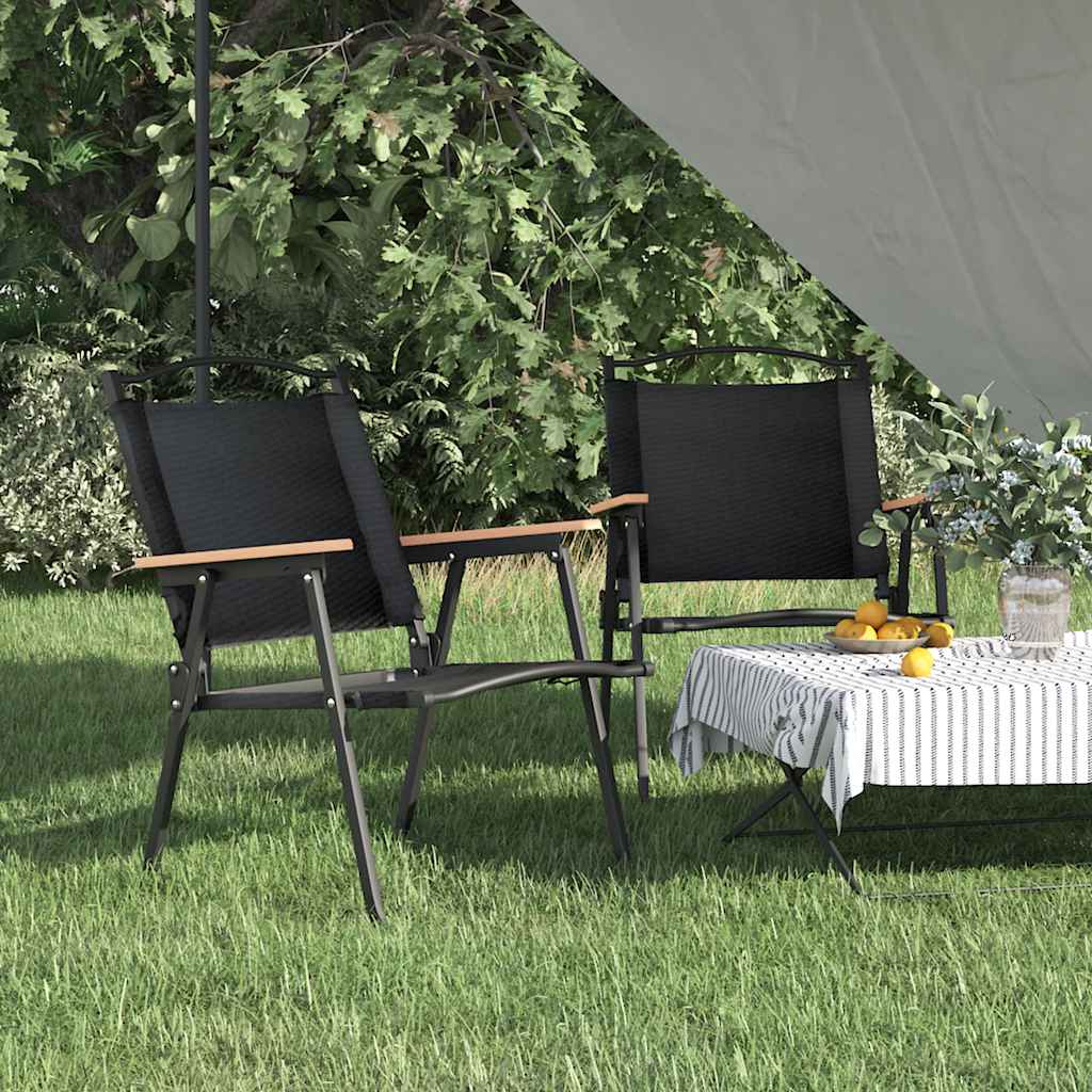 vidaXL Camping Chairs 2 pcs Black 54x55x78 cm Oxford Fabric 1
