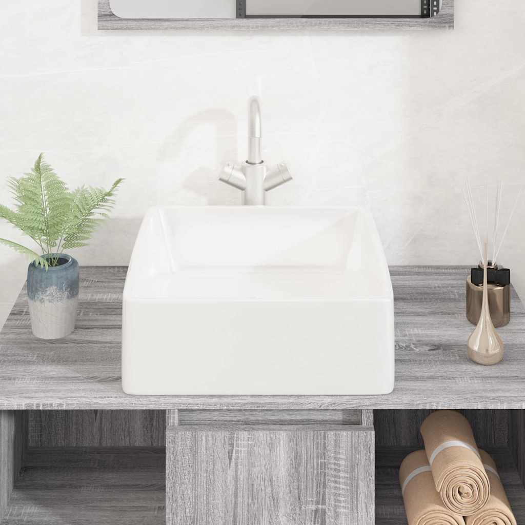 vidaXL Wash Basin White 37x37x13 cm Ceramic Square 3