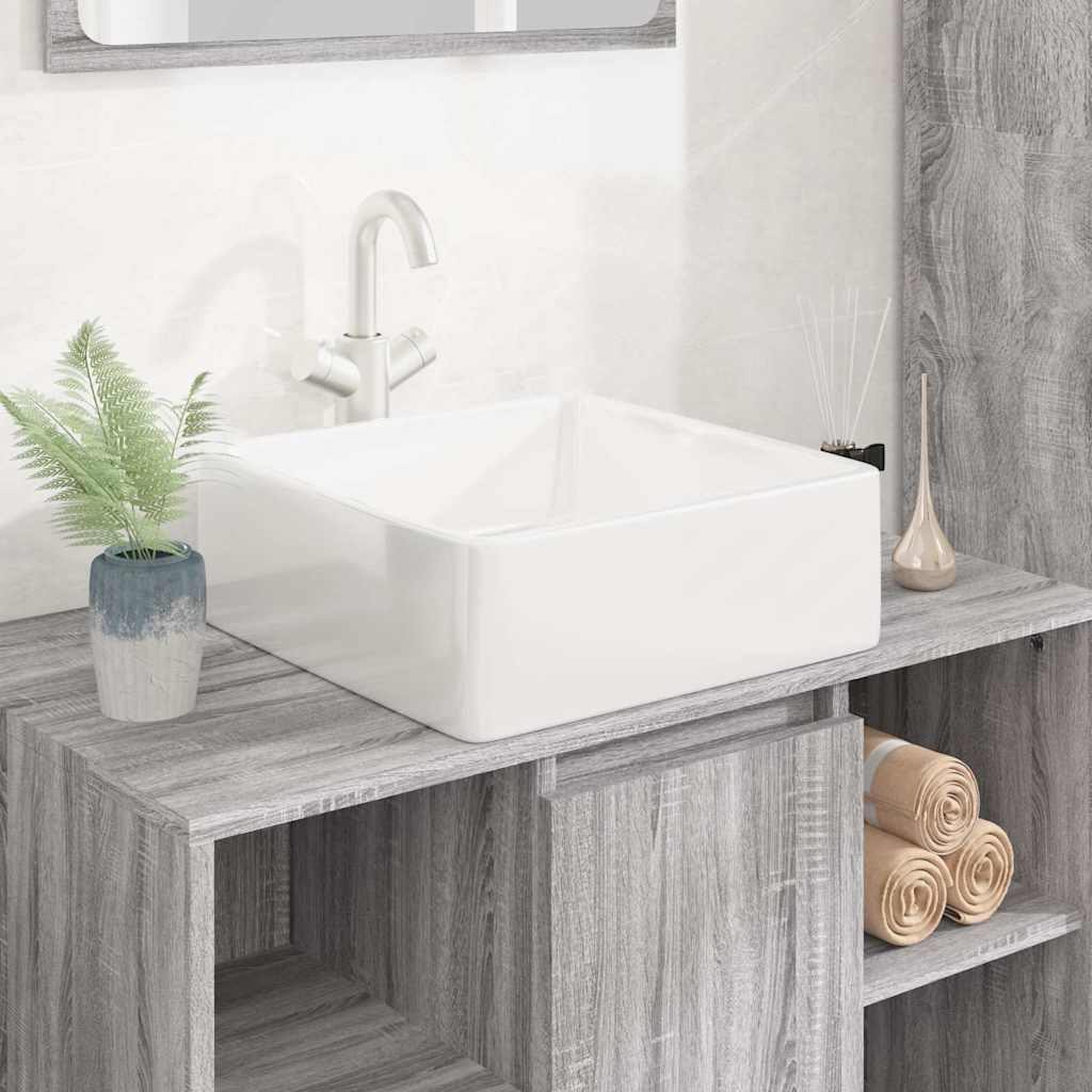 vidaXL Wash Basin White 37x37x13 cm Ceramic Square 1