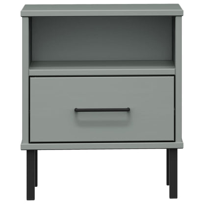 vidaXL Bedside Cabinet with Metal Legs Grey Solid Wood Pine OSLO 4