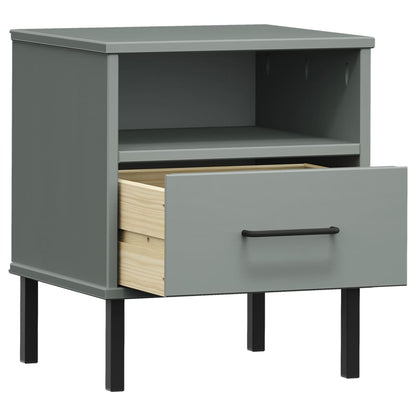 vidaXL Bedside Cabinet with Metal Legs Grey Solid Wood Pine OSLO 5