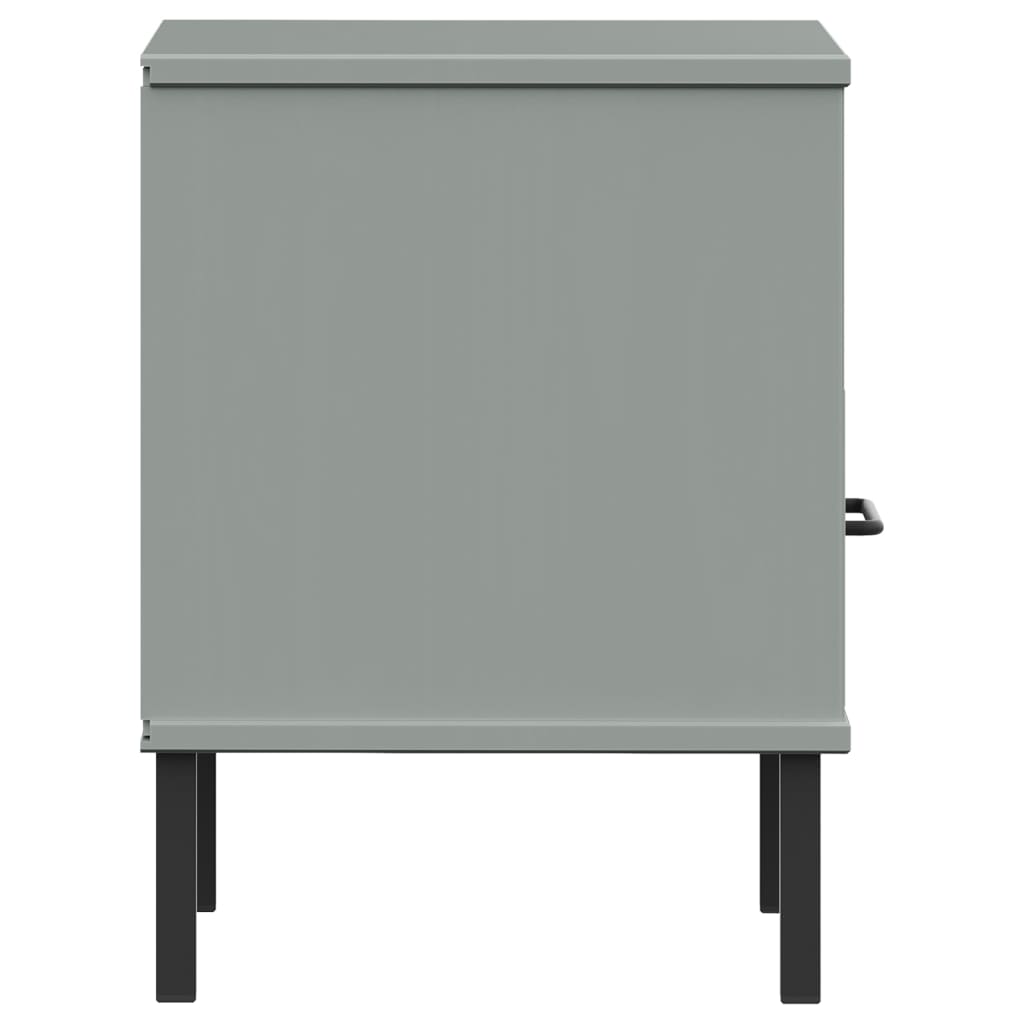 vidaXL Bedside Cabinet with Metal Legs Grey Solid Wood Pine OSLO 6