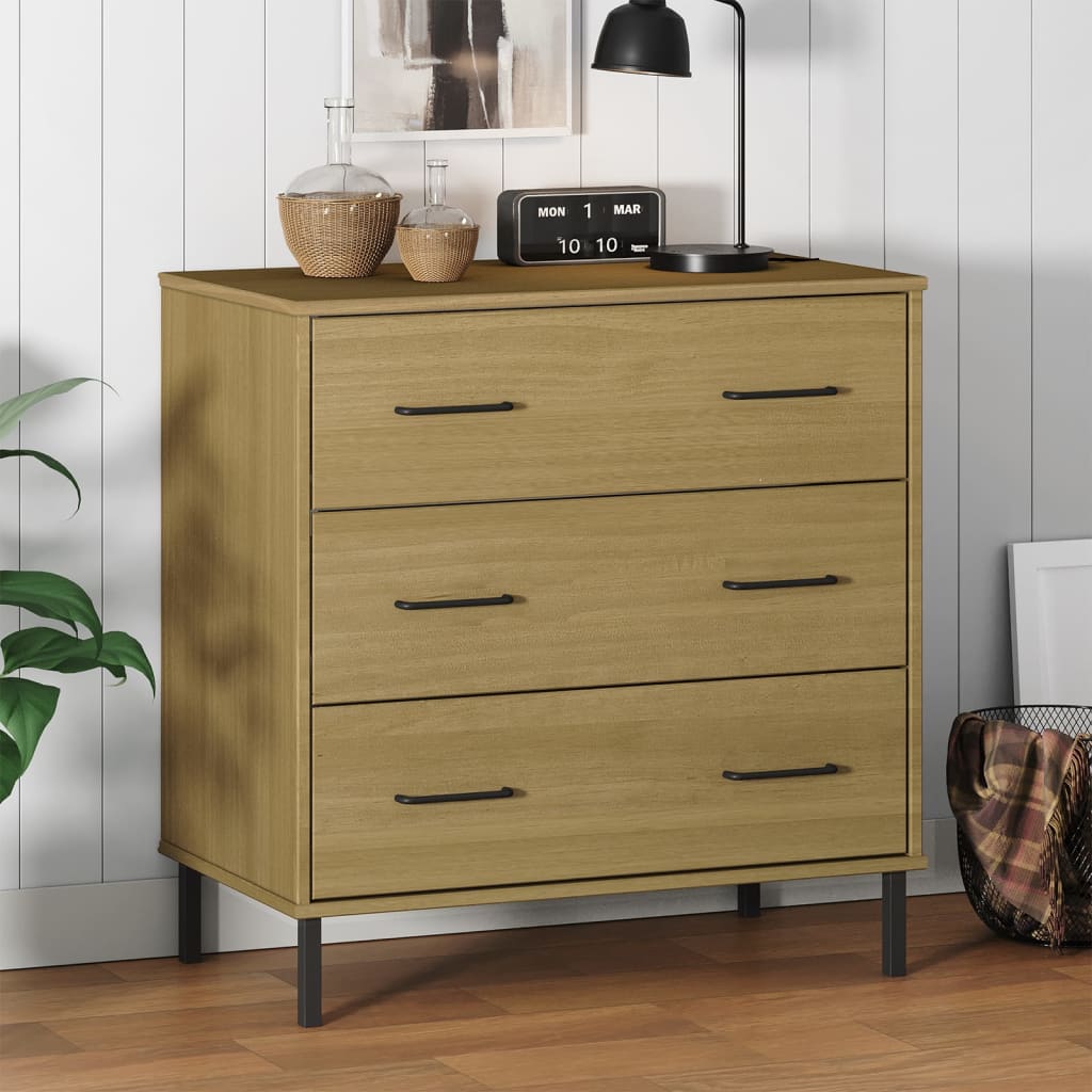 vidaXL Sideboard with 3 Drawers Brown 77x40x79.5 cm Solid Wood OSLO 1