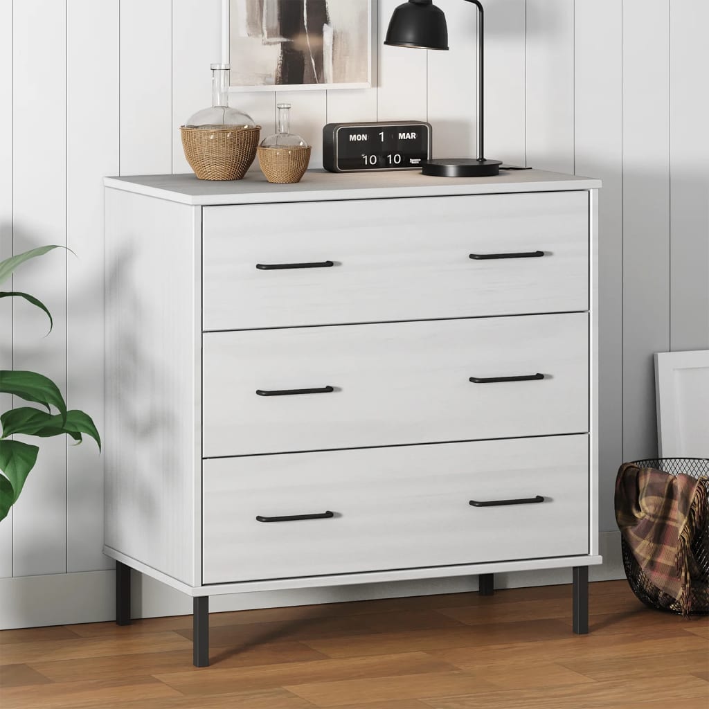 Sideboard with 3 Drawers 77x40x79,5 cm Solid Wood "OSLO White