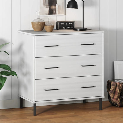 Sideboard with 3 Drawers 77x40x79,5 cm Solid Wood "OSLO White