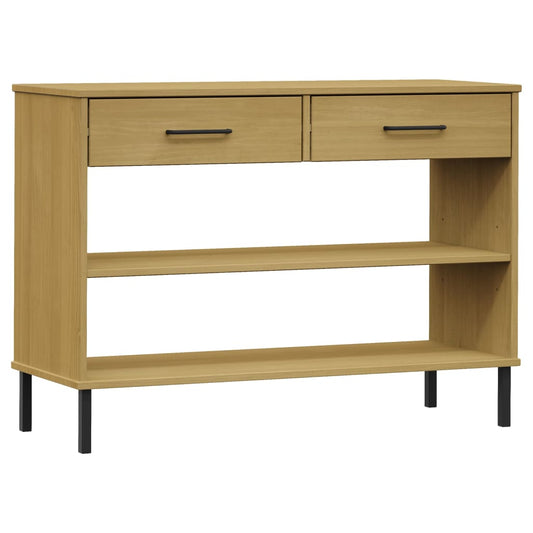 Console Cabinet with Metal Legs Solid Wood Pine "OSLO Brown