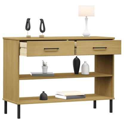 vidaXL Console Cabinet with Metal Legs Brown Solid Wood Pine OSLO 3