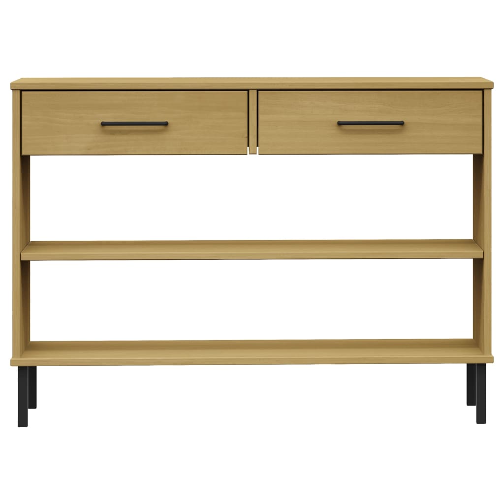 vidaXL Console Cabinet with Metal Legs Brown Solid Wood Pine OSLO 4