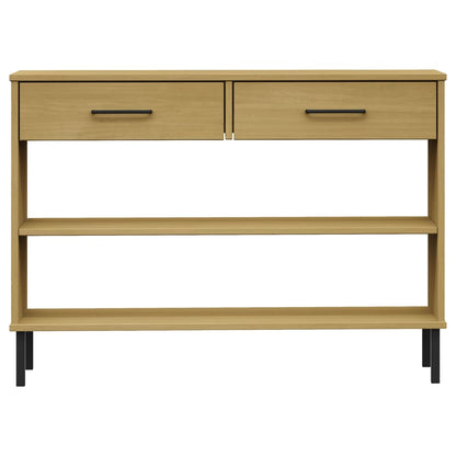 vidaXL Console Cabinet with Metal Legs Brown Solid Wood Pine OSLO 4