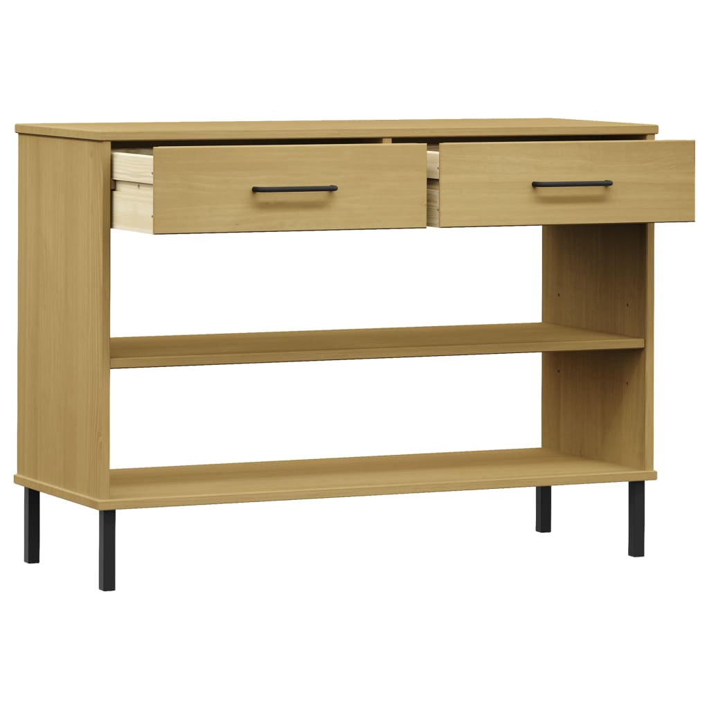 vidaXL Console Cabinet with Metal Legs Brown Solid Wood Pine OSLO 5