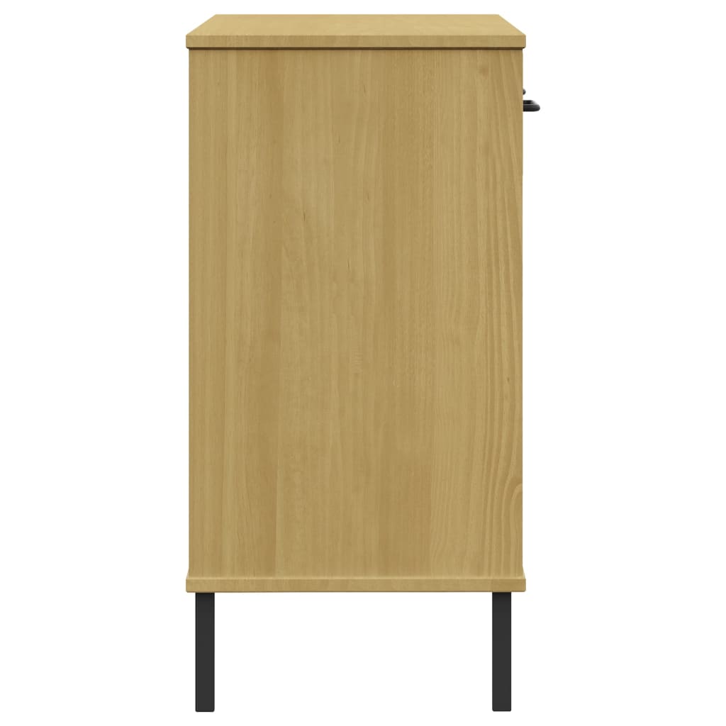 vidaXL Console Cabinet with Metal Legs Brown Solid Wood Pine OSLO 6