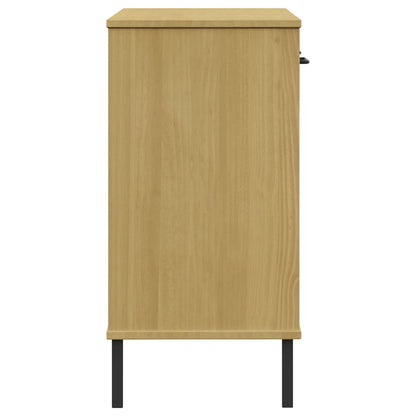 vidaXL Console Cabinet with Metal Legs Brown Solid Wood Pine OSLO 6
