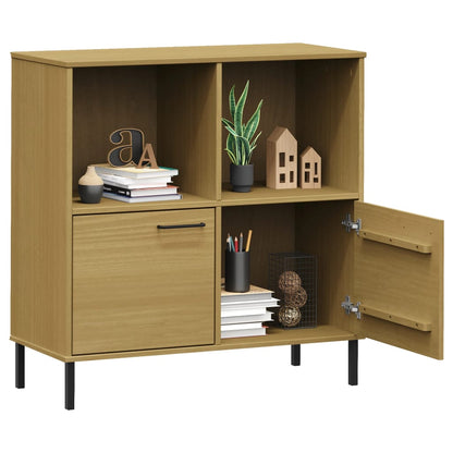 vidaXL Bookcase with Metal Legs Brown 90x35x90.5 cm Solid Wood OSLO 3