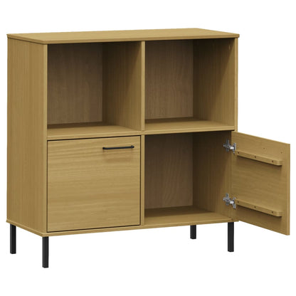 vidaXL Bookcase with Metal Legs Brown 90x35x90.5 cm Solid Wood OSLO 5