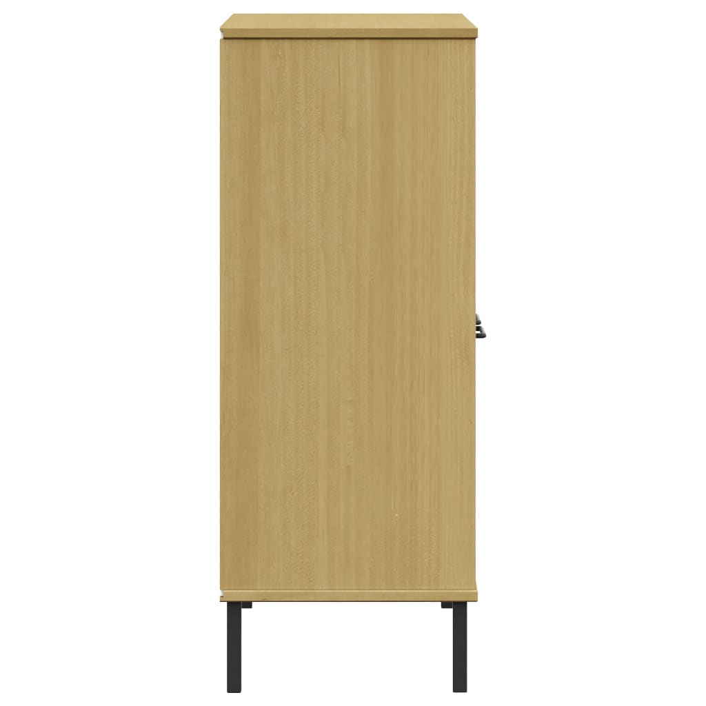 vidaXL Bookcase with Metal Legs Brown 90x35x90.5 cm Solid Wood OSLO 6