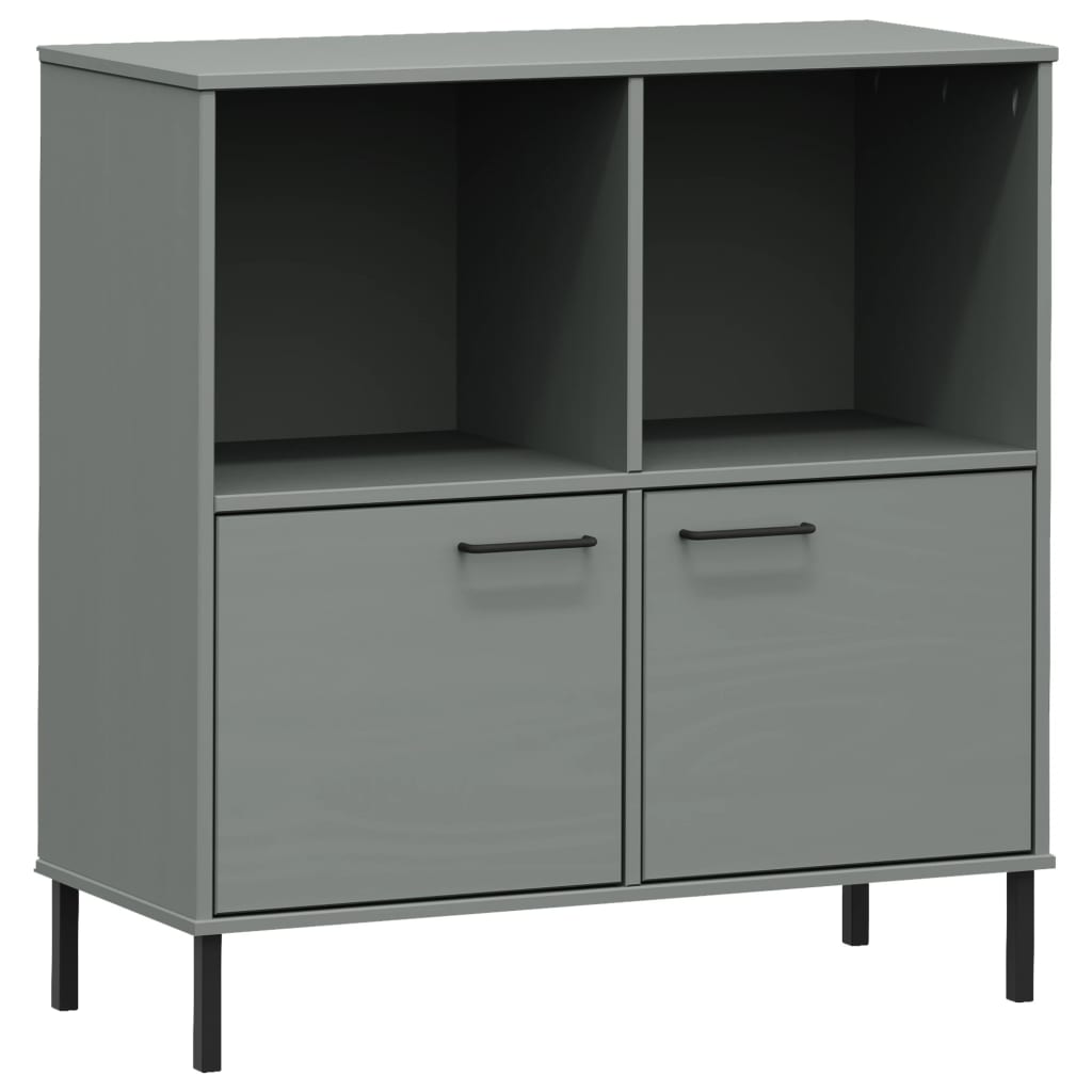 vidaXL Bookcase with Metal Legs Grey 90x35x90.5 cm Solid Wood OSLO 2