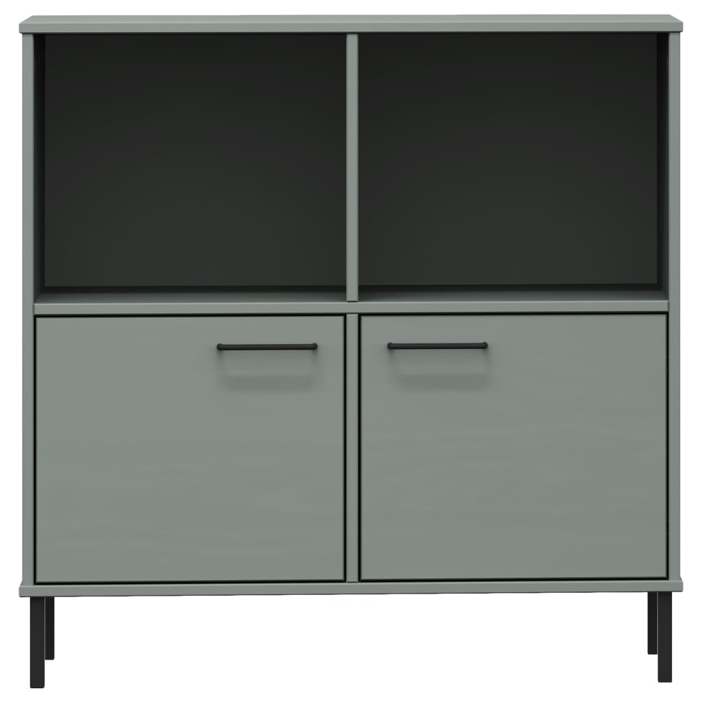vidaXL Bookcase with Metal Legs Grey 90x35x90.5 cm Solid Wood OSLO 4