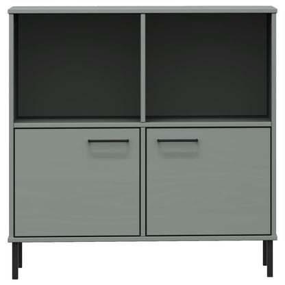 vidaXL Bookcase with Metal Legs Grey 90x35x90.5 cm Solid Wood OSLO 4
