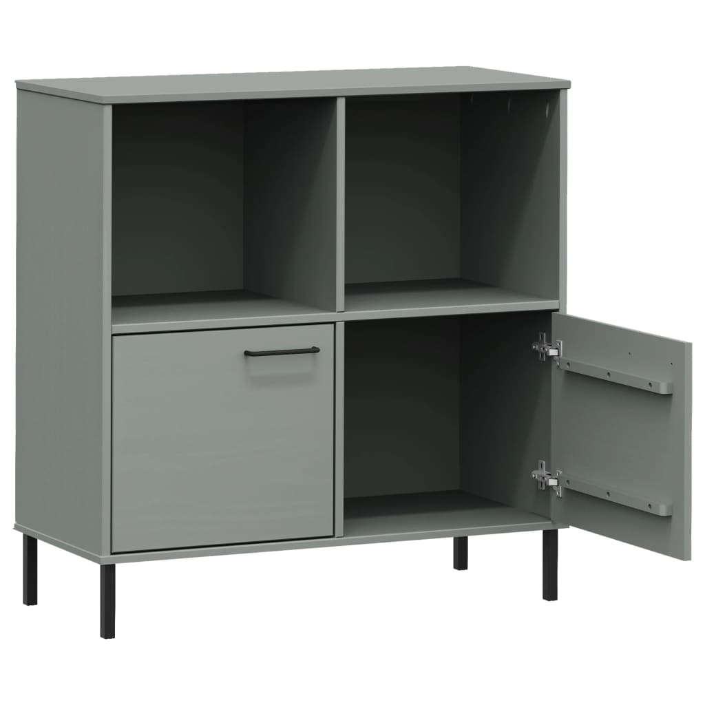 vidaXL Bookcase with Metal Legs Grey 90x35x90.5 cm Solid Wood OSLO 5